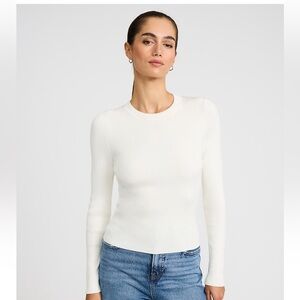 NWT Express Silky Soft Ribbed Crew Neck Sweater Ivory Size XS